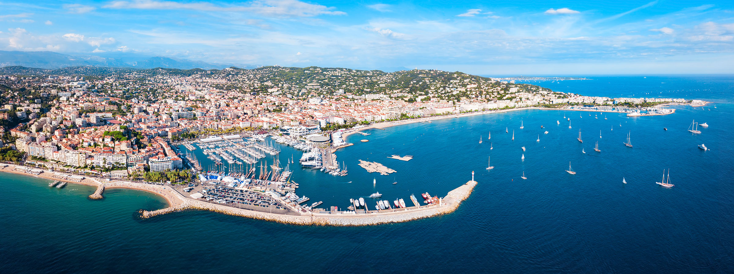 Cannes aerial panoramic view, France