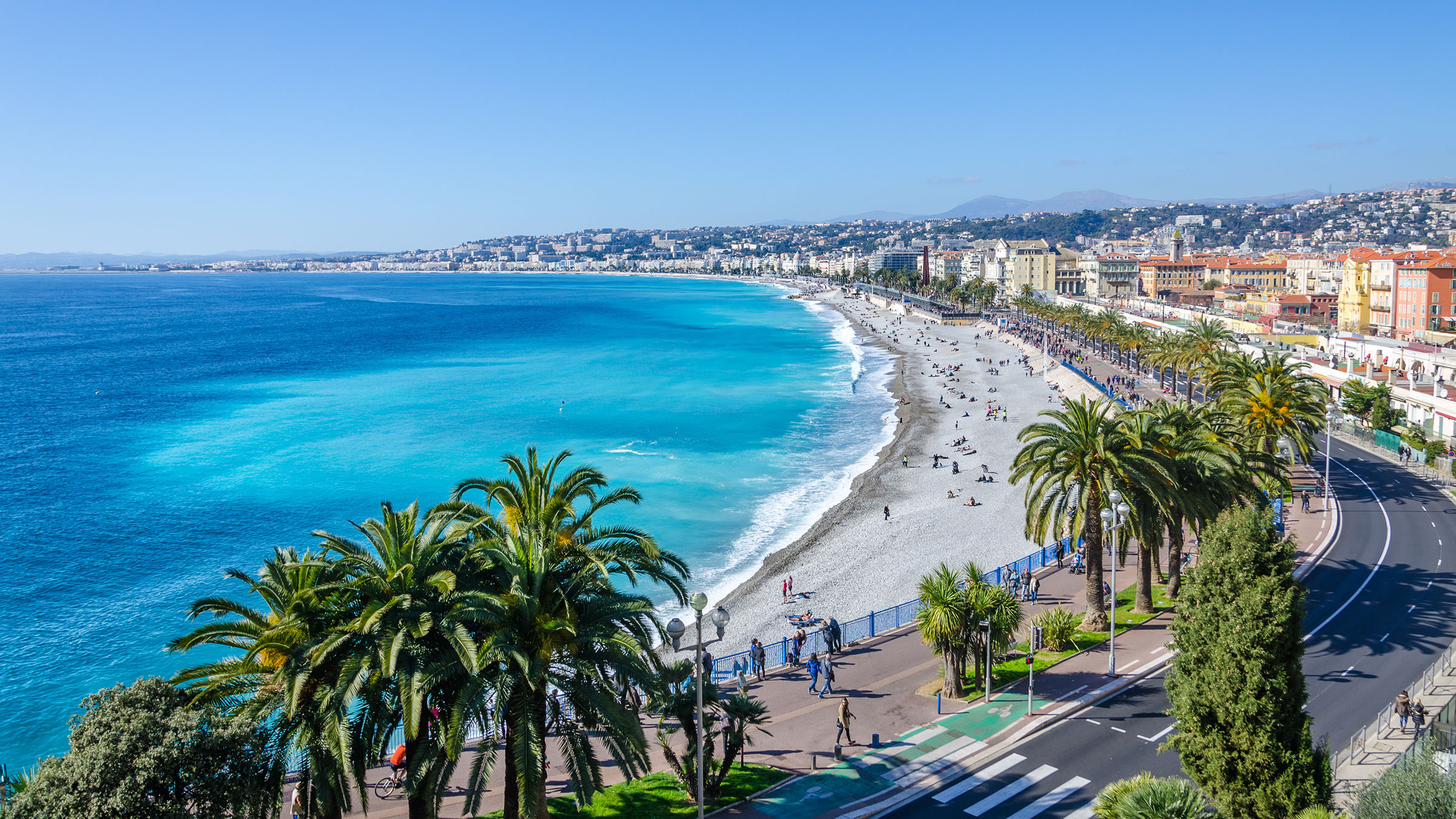 Nice visit card view on the bay of Angels, France