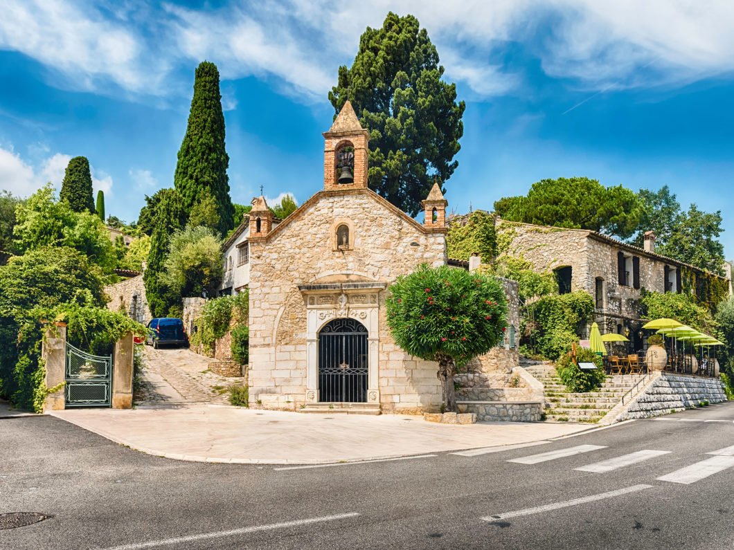 Picturesque church in Saint Paul de Vence, Cote d'Azur, France