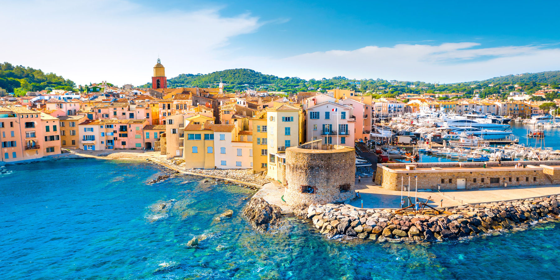 View of the city of Saint Tropez, Provence, Cote d Azur, a popular destination for travel in Europe